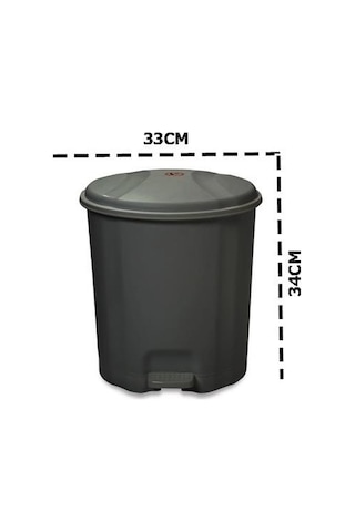 Motek Elit Pedallı Plastik Çöp Kovası İç Kovalı 12 Lt Antrasit Si