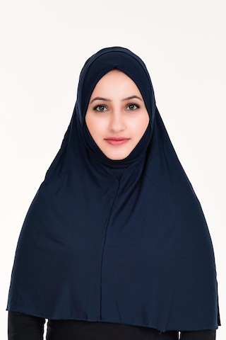 Peçeli Hazır Türban Pratik Şal Hijab Namaz Örtüsü Lacivert