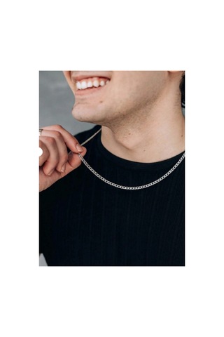 Erkek Gri Zincir Model - Ithal Kararmaz Çelik Erkek Zincir Gümüş