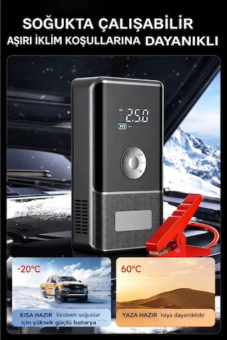 Syotech Dk002 10.000 Mah Taşınabilir Araç Akü Takviye Cihazı Ve Hava Kompresörlü