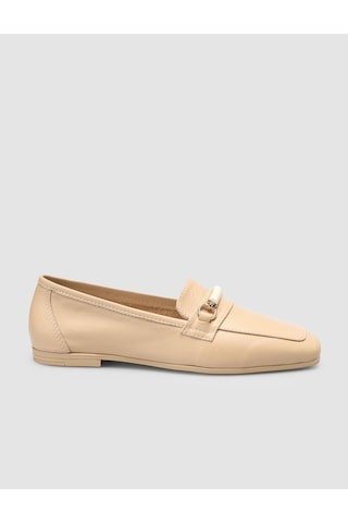 %100 Hakiki Deri Vizon Kadın Loafer VIZON