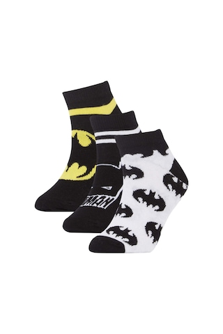 Defacto Erkek Çocuk Batman Pamuklu 3'lü Patik Çorap V6649A6NSKR1 Çok Renkli