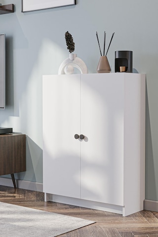 Bili Yatay Kitaplık 3 Raflı 2 Kapaklı Çok Amaçlı Ofis Salon Çalışma Odası Kütüphane Rafı Beyaz Beyaz