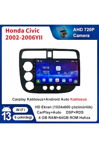 Honda Civic 2002-2006yıl 4gb Ram 64gb Rom Multimedya