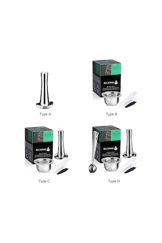 Reedark Güncelenebilir 304 Paslanmaz Çelik Kahve Kapsülü Seti Kaşık+fırça , 12.5g Dolum, 150ml Krema, Nespresso Vertuoline Gca1/delonghi Env135/env150/vertuoplus Bnv450wht1buc1 Uyumlu, Tip B Gümüş