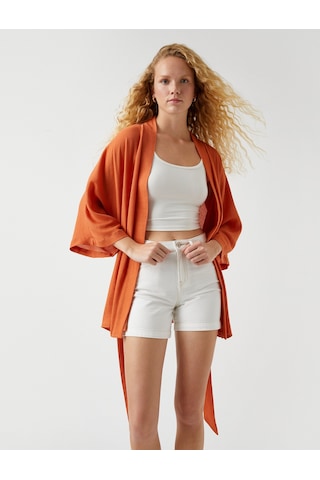 Koton Kuşaklı Midi Boy Kimono Kiremit 2sak50016cw Çok Renkli