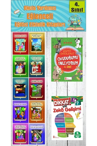 4. Sınıf Okula Yardımcı Eğitici Okuduğumu Anlıyorum - Dikkat Ve Zeka Gelişimi - 10 Lu Hikaye Seti 3