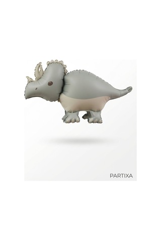 Gri Mat Triceratops Retro Dinozor Folyo Balon 69x40 Cm Dinozor Temalı Çocuk Doğum Günü Parti Süsü Çok Renkli