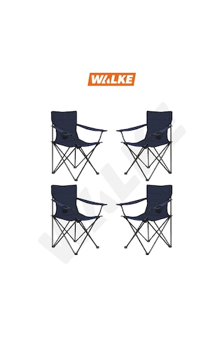 Walke Katlanabilir Taşıma Çantalı Kamp Piknik Plaj Sandalyesi 4'lü - Mavi