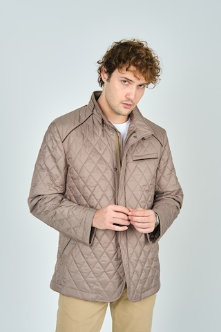 Allegro Erkek Dik Yaka Fermuar Ve Çıtçıt Kapamalı Kapitone Uzun Mont 5444 Bej Bej