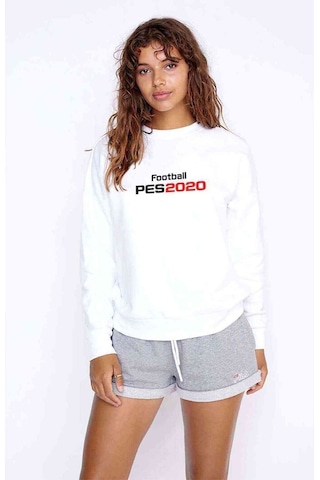 Pes 2020 S Baskılı Beyaz Kadın Sweatshirt