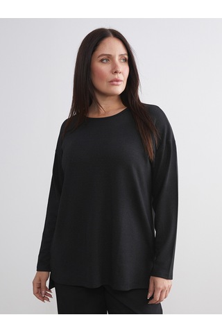 Lcw Everyday Siyah Bisiklet Yaka Oversize Kadın Tişört