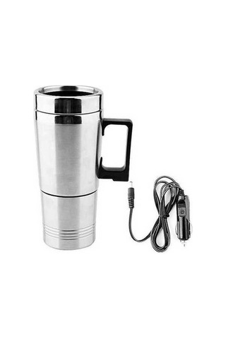 Didadodo 350ml Paslanmaz Çelik Araba Isıtıcısı - Gümüş Elektrikli Qk Gümüş, Gümüş Kapaklı Gümüş