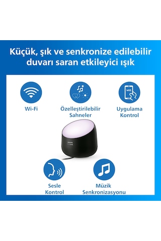 Philips Smart Lighting Squire Lite Akıllı Masa Lambası - Siyah - Google Home, Alexa, Homekit Ve Matter Uyumlu Çok Renkli