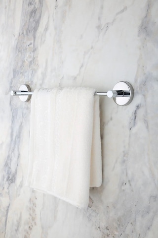 MultiStore Krom Uzun Havluluk / Geniş Kapaklı Tuvalet Kağıtlığı 2li Banyo Seti Krom