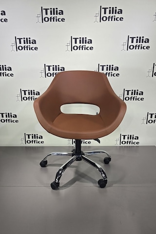 Monaco Çalışma Kesim Koltuğu Yonca Tekerlekli Krom Ayak Kahverengi