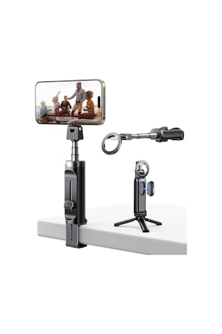 Magsafe Cep Telefonu Tutucu, Uçak, All-in-1 Seyahat Cihazı, 360 Dönebilir, Uzatılabilir Selfie Çubuğu, Tripod Ve Uzaktan Kumandalı, Cep Telefonu Standı, Apple iPhone Uyumlu, , Android Akıllı
