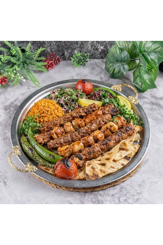 430 Kalite Krom Çelik Kulplu 6 Adet Tepsi 35 Cm Fırına Uygun, Osmanlı Motifli, Kebap & Restoran Sunum Tepsisi Gri