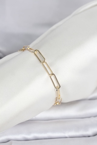 Cm 14k Gold Renk Kalın Ataç Zincir Model Kadın Bileklik Çok Renkli