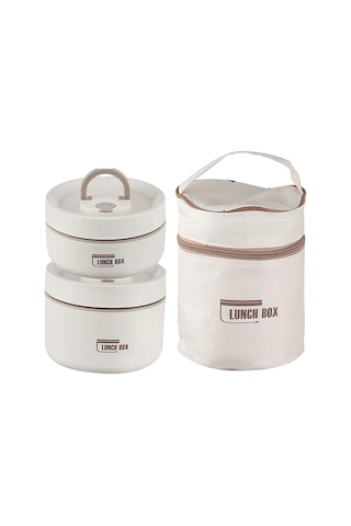 Yunboo 304 Paslanmaz Çelik Isı Saklama Yemek Kutusu, Kaçırmaz, 2 Adet 420ml+620ml , Isı Yorumu Çantasıyla, Öğrenci-ofis İçin, Çok Katlı Bento Kutusu, Beyaz Beyaz