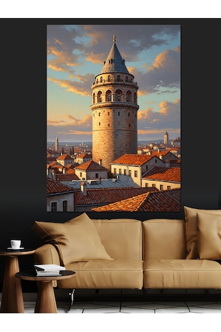 Ahşap Tablo Galata Kulesi Ve İstanbul Şehri