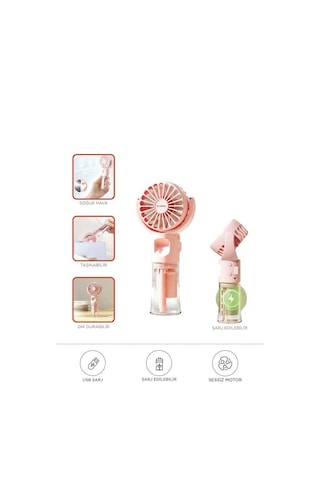 Torima F-13 Pembe Şarjlı Mini Masa Fan Vantilatör