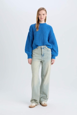 DeFacto Coool Oversize Geniş Kalıp Bisiklet Yaka Triko Kazak V1811AZ24CWBE124 Mavi