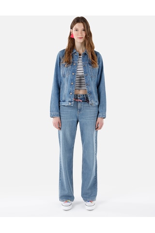 Colins Dar Kesim Kadın Mavi Jean Ceket Denim