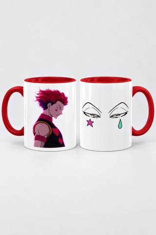 Hunter X Hunter Hisoka Baskılı Seramik Hediye Kupa Bardak Kişiye Özel Kişiselleştirilebilir Anime Kırmızı