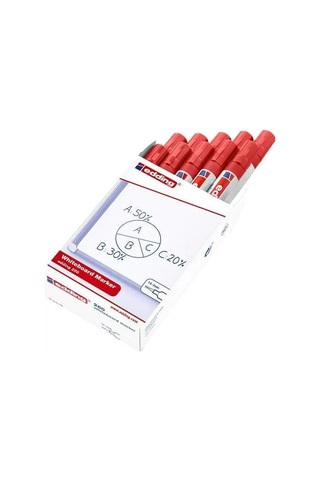 Edding Beyaz Tahta Kalemi E-260 -kırmızı - 19 Adet Çok Renkli