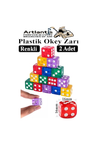 Okey Zarı 2 Adet Renkli Oyun Zarı Plastik Akrilik 16 Mm Şeffaf Zar Masa Oyunları Zarı Eğlence