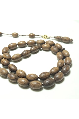 Sandal Ağacı Tesbih Yumurta 8,5x13. Kahverengi - Siyah