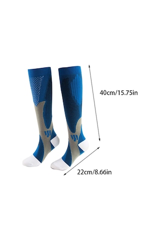Xindoker Erkek Kadın Spor Kompresyon Çorapları - Yürüyüş, Koşu, Yoga İçin Ter Emici, Koku Önleyici, Esnek Uzun Bilek Çorap Mavi Mavi
