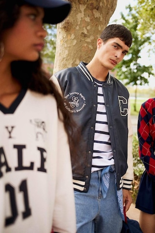Defacto Regular Fit Kolej Yaka Çıkarılabilir Kapüşonlu Çıtçıtlı Suni Deri Bomber Mont E9972ax25aunv64 Lacivert