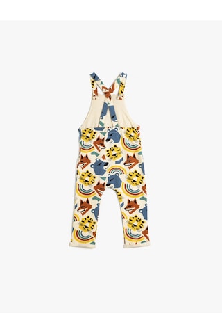 Koton Askılı Uzun Tulum Salopet Hayvanlar Baskı Detaylı Ekru Desenli 5wmb10167tk Ekru Desenli Ekru