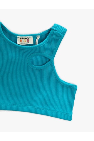 Koton Pencere Detaylı Crop Üst Ribanalı Kolsuz Pamuklu Turkuaz 2skg30111ak