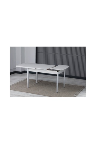 Beyaz Mdf 80 X 130 Açılabilir Mutfak Masası Beyaz Beyaz