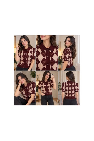 Youknitwear You Sierra Triko Hırka Bordo