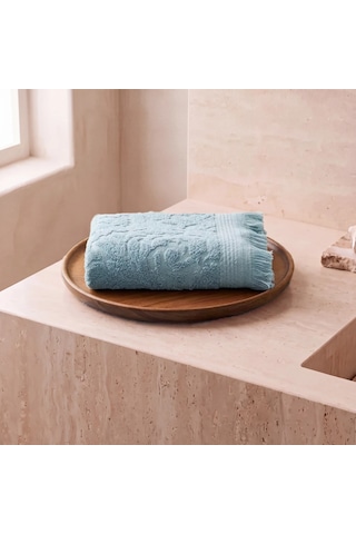 Botti Home %100 Pamuk Jakarlı El Ve Yüz Havlusu Seti 50 X 90 Cm Çeyizlik Saçaklı Havlu Bebe Mavisi