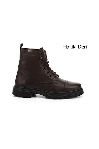 Gönderi R Koyu Kahve Floter Gön Hakiki Deri Fermuarlı Bağcıklı Erkek Postal Bot 81501 Koyu Kahverengi