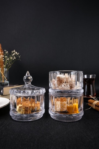 Digithome 3 Katlı Cam Sunumluk Kurabiyelik Şekerlik Lokumluk 8 Cm Ku.mpp.003 C1-1-288