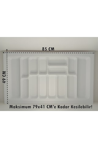 85x49 Cm. 14 Gözlü Beyaz Çekmece Içi Kaşıklık 79 41 Cm'e Kadar Kesilebilir - 86x49byz Beyaz