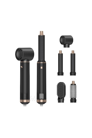 Tcherchi Çok İşlevli 5'i Bir Arada Gürültüsüz, Saç Kurutma Makinesi Saç Şekillendirici Seti Siyah