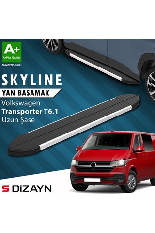 S-dizayn Vw Transporter T6.1 Uzun Şase Skyline Aluminyum Yan Basamak 253 Cm 2019-2024 A+ Kalite