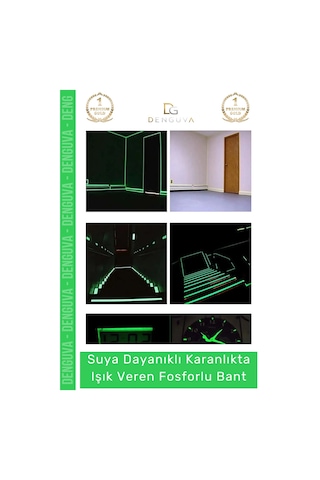 Karanlıkta Işık Veren Yansıyan 12 Metre Fosforlu Yeşil Şerit Bant Kendinden Yapışkan Reflektör Bant