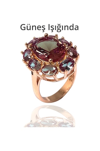 Elips Model Rose Zultanit Taşlı Gümüş Yüzük - 505613500