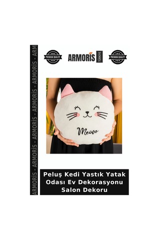 Peluş Kedi Yastık Yatak Odası Ev Dekorasyonu Salon Dekoru Çok Renkli