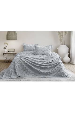 Grace Geometrik Desenli Gri Çift Kişilik Pike Takımı - 3 Parça 240x260 Cm Gri