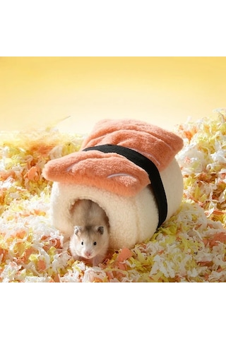 Elmpaly Kışın Sıcak Tutan Kırmızı Hamster Sushi Yuvası Golden Bear Ve Sugar Glider Kışlık Barınak
