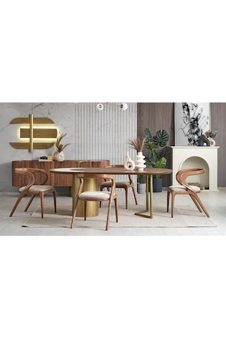 Akrep Beyaz Kumaş Ceviz Ahşap Sandalye